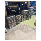 Hardware bins with contents
