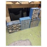 Hardware bins with contents