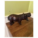 Leather hippo statue