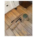 Fishing poles , machete , canteen