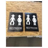 Metal restrooms signs