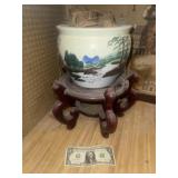 Oriental planter on stand