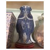 Large cobalt fish vase