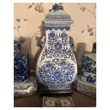Large blue jar with stand