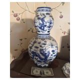 Large blue oriental vase