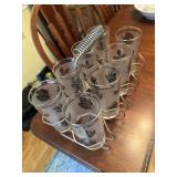 Vintage tumbler set with carrier