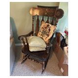 Stenciled rocker and pillows