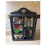 Wood shelf with nick nacks
