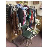 Clothing racks and contents of wall