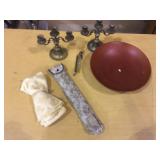 CANDLE HOLDERS AND ASSORTED ITEMS