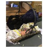 BASKET WITH HATS AND LINENS