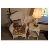WICKER WHITE TABLE AND CHAIR SET