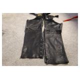 BONUS BRAND BLACK LEATHER CHAPS