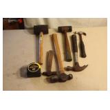 ASSORTED HAMMERS / TAPE MEASURE