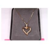14KT Yellow Gold & Diamond Heart Necklace
