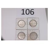 Four 1964 Kennedy Half Dollars