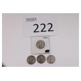 Four 1925 Walking Liberty Quarters