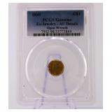1849 PCGS Open Wreath One Dollar Gold Coin