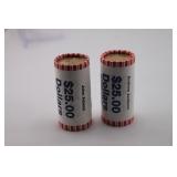 Two $25 Rolls Uncirc. Presidential Quarters