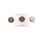 Three Silver Barber Quarters