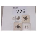 Five Barber Silver Dimes