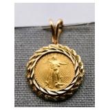1993 American Gold Eagle 1/10 oz Rope Trim Pendant