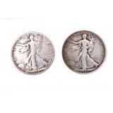 1937 & 1938 Walking Liberty Silver Half Dollars