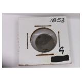 1853 Silver Three Cent Coin