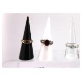 Three Sterling Silver & Stone Rings
