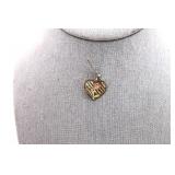 Vintage 10K Two Tone Gold Heart/Rose Pendant