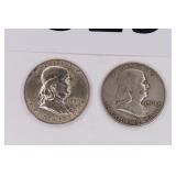 1959, 1961 Franklin Silver 1/2 Dollars