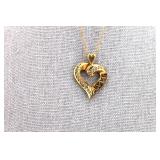 10K Yellow Gold /Diamond Heart Pendant on Chain