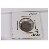 1852 Silver Three Cent Coin