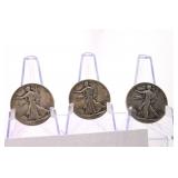 Three 1941 Walking Liberty Half dollars