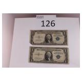 Two 1935 G Silver Certificate $1 Bills