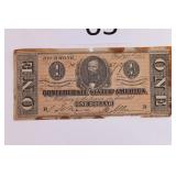 1864 $1 Confederate States of America Bank Note
