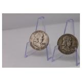 1953 & 1954 Ben Franklin 1/2 Dollars
