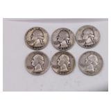 Six Silver Washington Quarters