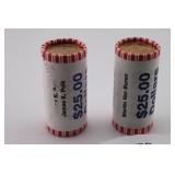 Two $25 Rolls Uncirc. Presidential Quarters