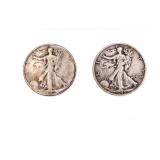1945-D & 1945-S Walking Liberty Silver 1/2 Dollars