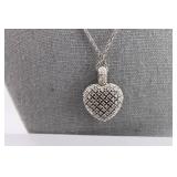 Malachite / Sterling Silver Heart Pendant Necklace