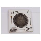 1876 Seated Liberty Silver Quarter Coin