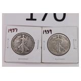 1937 & 1939 Walking Liberty Half Dollars