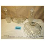 10 1/2" Covered Cake Plate / 2 Decanters