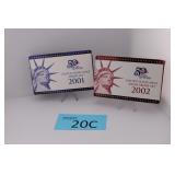 2001 & 2002 U.S. Mint Silver Proof Sets