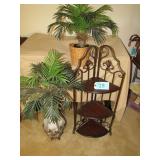Fold Up Corner Shelf / Two Artificial Plants