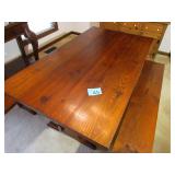 Nice Wood Dining/Farm Table with 2 Benches