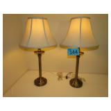 Two Matching Pewter Colored Lamps