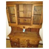 Pine Hutch with Side Cabinets and Drawers
