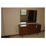 Mid Century Modern Dresser with Floating Mirror